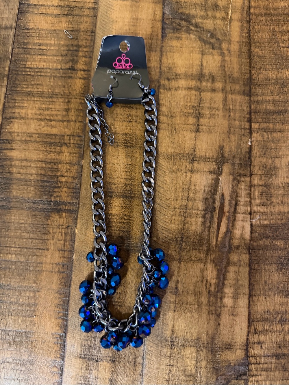 Paparazzi Blue Faceted Bead Double Chain Necklace
